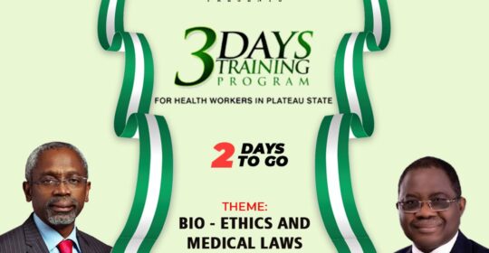 The President of the Nigerian Medical Association will be a Special Guest of the Honourable Speaker, House of Representatives, Rt. Hon. Femi Gbajabiamila in Jos for a training of Health Workers.